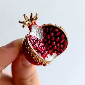 Red Pomegranate Gold Brooch